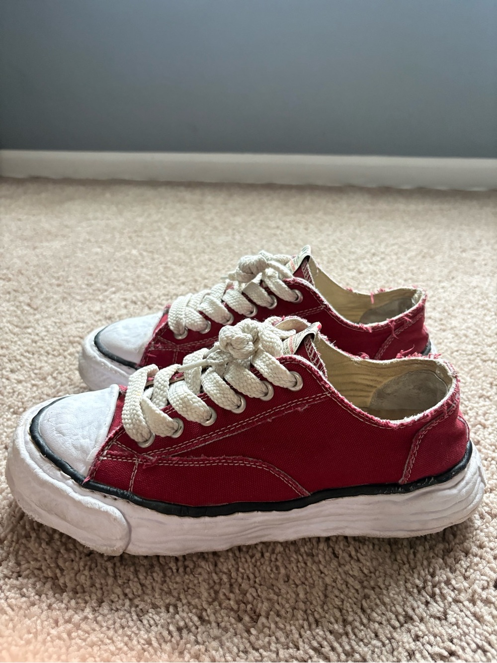 Kids Red Canvas Lace-Up Sneakers